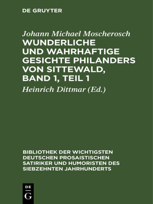 cover image of Wunderliche und wahrhaftige Gesichte Philanders von Sittewald, Band 1, Teil 1